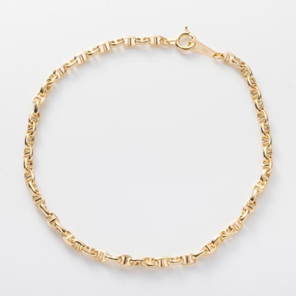 新品 日本製 18金 K18 ベルチャー アンカー スカル ブレスレット 新品