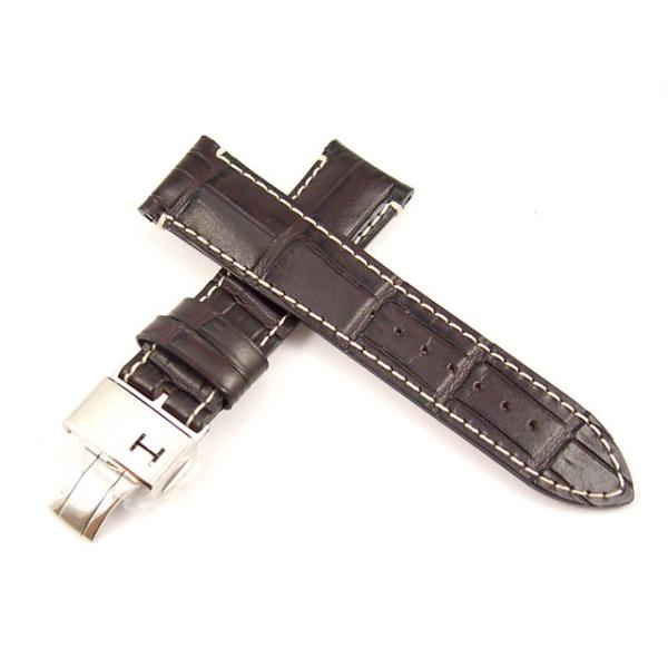 HAMILTON レザーベルト・バックル22mm HAMILTON H690406103/レイルロードオートクロノ用ダークブラウン