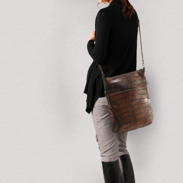 アリゲーターショルダーバッグ目地染め(谷染め)薄型ハイシャイニング2WAY仕様/レディース(No.06000516) j-white_06000516r