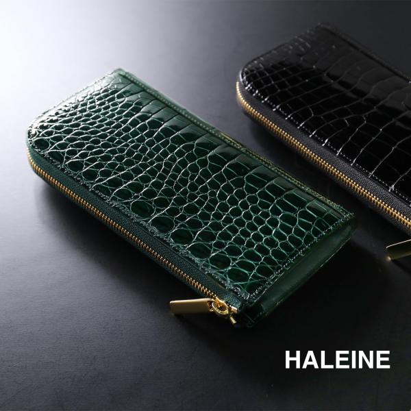 クロコダイル 長財布 メンズ 日本製 L字ファスナー HALEINE 鰐革 本革 財布 シャイニング 加工 ゴールド 金具 JRA プレゼント ギフト(06001840-mens-1r)