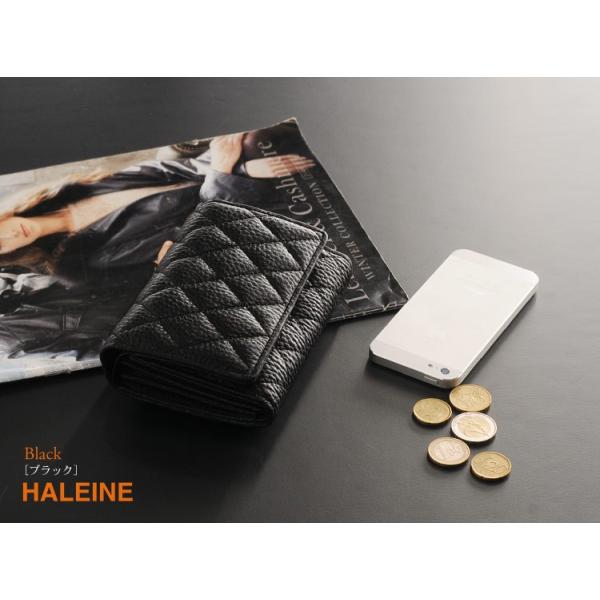 HALEINE[アレンヌ]牛革 折財布 かぶせ ナチュラル シュリンク レザー キルティング / レディース ブランド 春財布