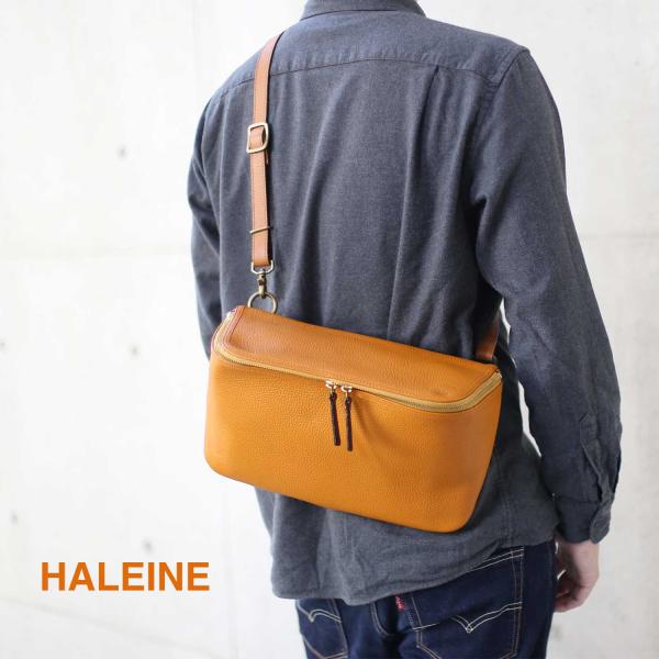 牛革 ボディバッグ ショルダーバッグ メンズ 日本製 本革 HALEINE 牛革 プレゼント ギフト(07000408-mens-1r)
