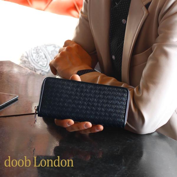 [MAX10%off][doob London] ドゥーブロンドン 本革 長財布 イントレチャート ラウンドファスナー / メンズ 革小物 ブランド 金運