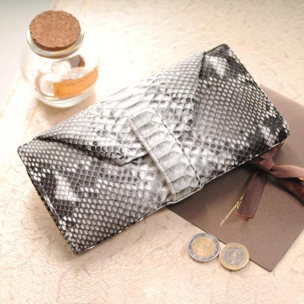 【10％クーポン】[19%offクーポン]パイソン 長財布 レディース ギャルソン 小銭が取り出し易い 本革 蛇革(7148r) 金運