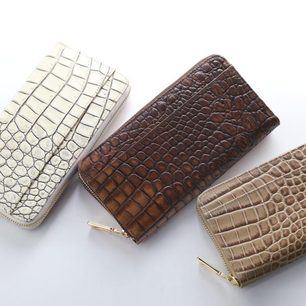 本革 財布 レディース 長財布 イタリア製 牛革 クロコダイル 型押し ラウンド ファスナー 真鍮 チャーム No 7464 ギフト 三京商会 革 財布 バッグ レザー 通販 Paypayモール