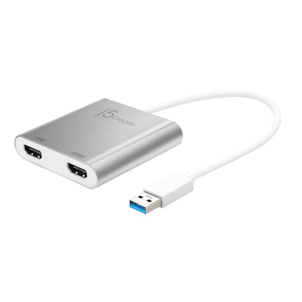 j5create USB 3.0 to Dual HDMIfBXvCA_v^[ 4K/30HzΉ Windows10 Mac OS X 10.8 ȍ~ oXp[ P[u200 mm JUA365-EJ