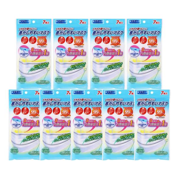 メガネが曇りにくい息がしやすいマスク ふつうサイズ 7枚入 9個 奥田薬品 息がしやすい メガネ 曇りにくい 耳が痛くない
