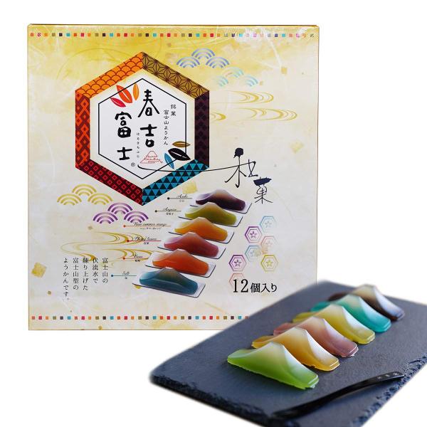明治食品工業 春吉富士 富士山羊羹 6つの味 30g 12個  小豆 青柚子 ニューサマーオレンジ 桜葉 枇杷 塩 各2個 ギフト 贈り物 お土産