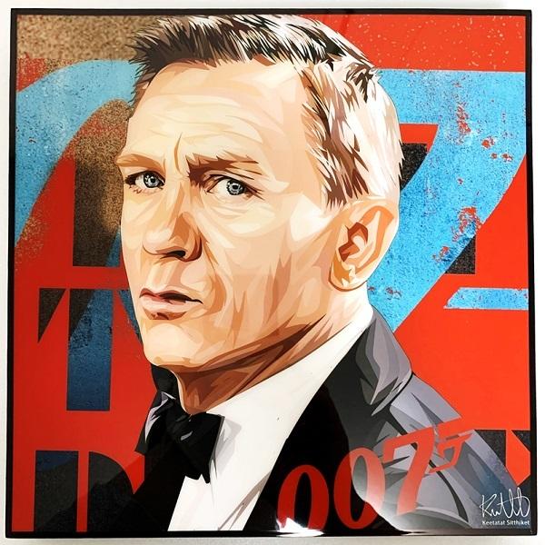 James Bond (2) ジェームズボンド Daniel Craig ダニエル クレイグ「ポップアートパネル Keetatat Sitthiket キータタットシティケット」フレーム 007 映画 俳優