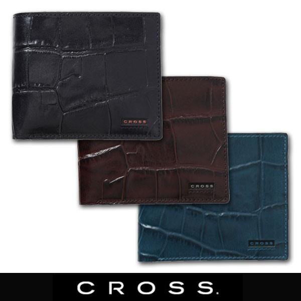 クリスマス 送料無料  CROSS クロス  財布 メンズ 短財布 折り財布 牛革 本革 クロコ型押し COCO 記念品 御祝 プレゼント AC-198371 三種 CROSS（クロス） 財布 メンズ 短財布 折り財布 牛革 本革 クロコ型押し