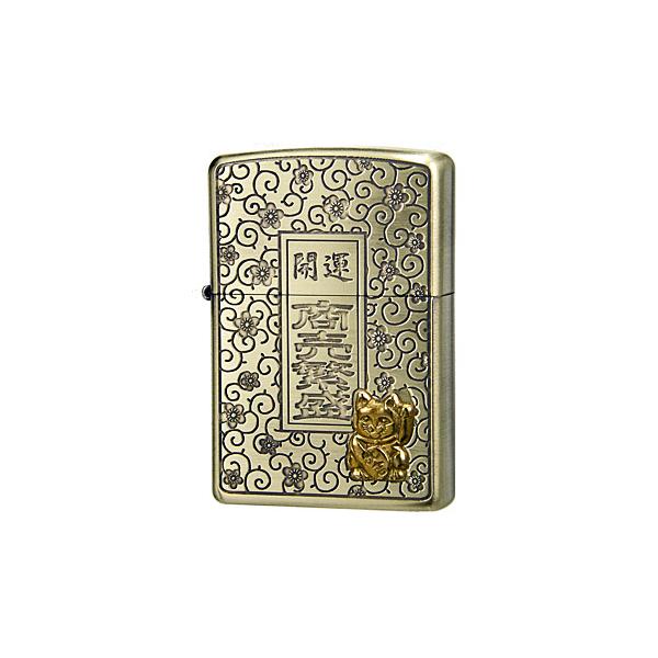 zippo ジッポーライター 開運ジッポー アンティークブラス 商売繁盛 招き猫 開運 幸運 プレゼント ギフト 送料無料 ネコポス可