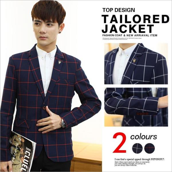 テーラードジャケット メンズ お洒落 ジャケット メンズ チェック柄 アウター 紳士用 カジュアルコート ビジネスコート 春新作 送料無料 Buyee 日本代购平台 产品购物网站大全 Buyee一站式代购 Bot Online