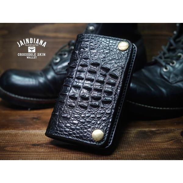 takeshitto【ブラック&クロコダイル】ミドルトラッカーウォレット jaindiana_trw-crb