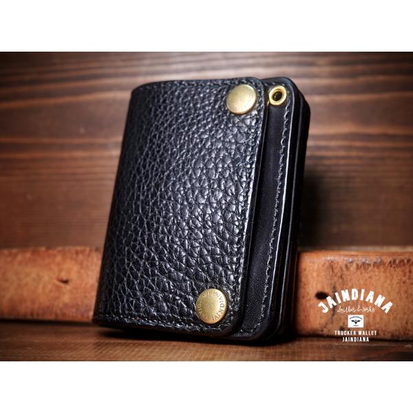 ショートトラッカーウォレット【18】（本革、ブラック、小判カン）チェーン付 ショートトラッカーウォレット【18】（本革、ブラック、小判カン