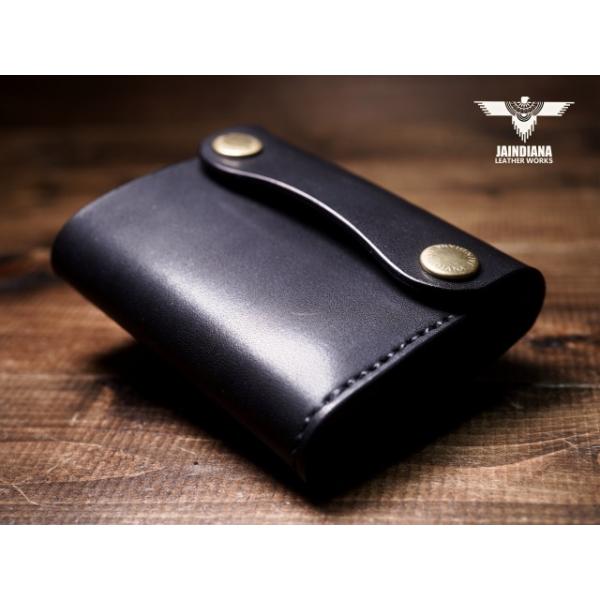 サドルレザー・コンパクトトラッカーウォレット ブラック : JAINDIANA