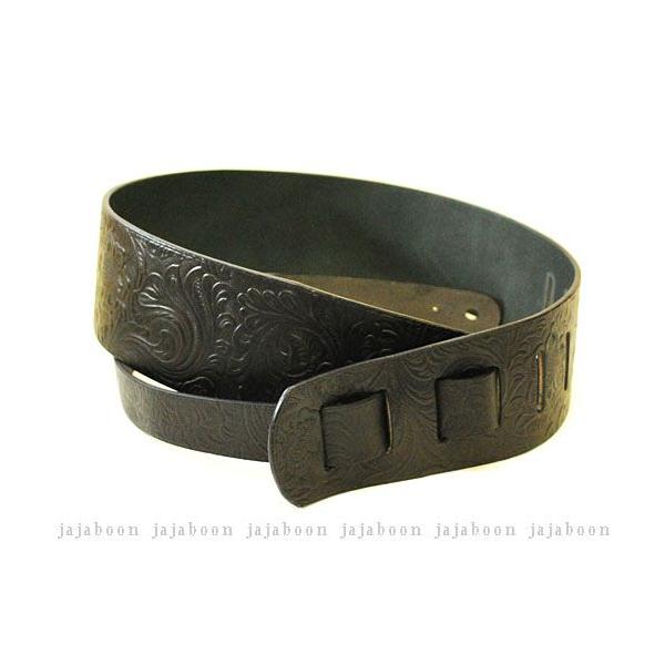 本革 ギターストラップ 68mm 幅 黒 アラベスク 本革 （ レザー ） 製 JAJABOON ジャジャブーン