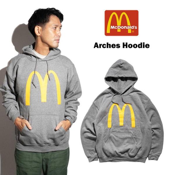 マクドナルド McDonald’s アーチロゴ バリューフーディー グレー ｜ メンズ S-XXL マック 公認グッズ 買い付け商品 スーベニアグッズ パーカー フード