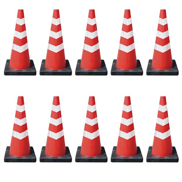 AZ Dコーン 赤 DCRW3 高さ＝約66cm 10本セット ベース付き 普通反射材