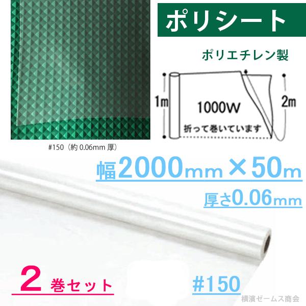 ポリシート 養生シート 幅2000mm×50m 厚さ0.06mm 2巻 #150 壁用 ポリシート 養生シート 幅2000mm×50m 厚さ0.06mm 2巻 #150 壁用