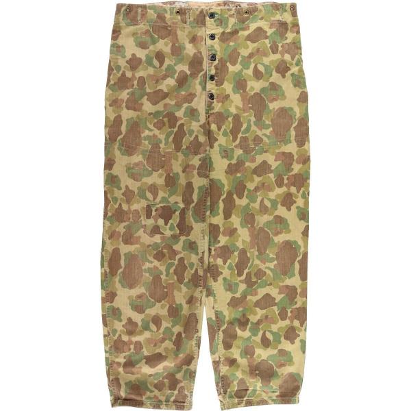 古着 40年代 米軍実品 USMC P-44 HBT ヘリンボーンツイル ダックハンターカモ 迷彩柄 ミリタリーパンツ メンズw37  /eaa205855