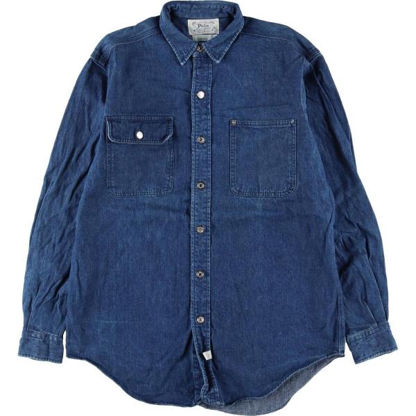 古着 80年代 ラルフローレン Ralph Lauren 白タグ 長袖 デニムシャツ
