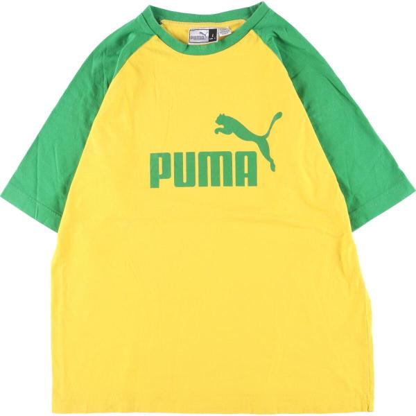 古着 プーマ PUMA ラグランTシャツ ロゴプリントTシャツ メンズM