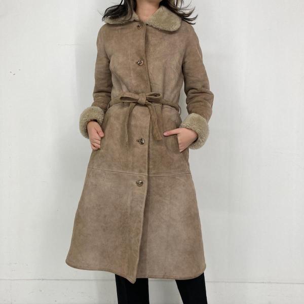 古着 本革レザー シープスキン ムートンコート レディースS /eaa292527  
