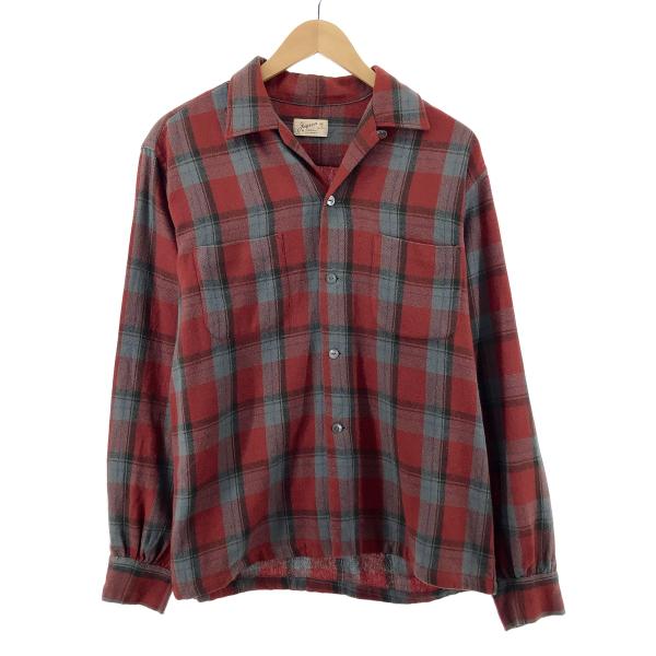60s WOOL SHIRE  WOOL ボックスチェックシャツ サイズ　L 古着 60年代 jayson チェック柄 ウールボックスシャツ USA製 メンズM