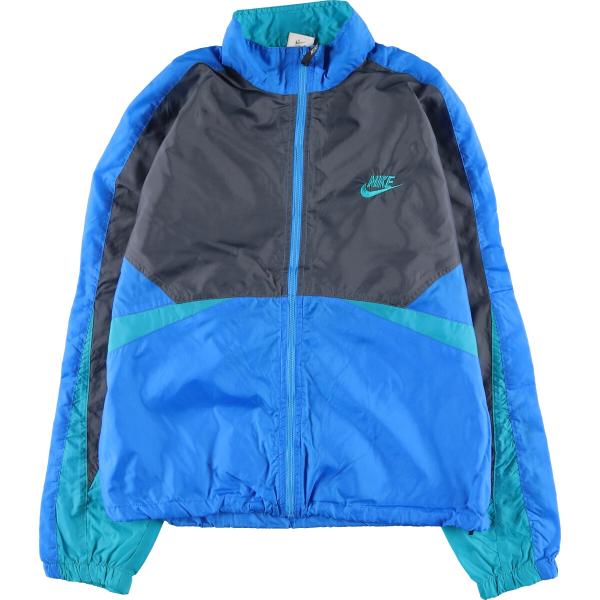 858【入手困難】ナイキ♤刺繍ビッグロゴ　90s 銀タグ　中綿ナイロンジャケット NIKE 古着 90年代 ナイキ 銀タグ ナイロンジャケット メンズL