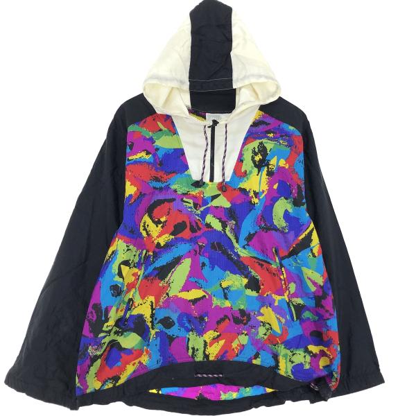 NIKE - 古着 90年代 ナイキ NIKE 総柄 ハーフジップ ナイロンプルオーバーパーカー レディースXL ヴィンテージ /eaa426906 NIKE 古着 90年代 ナイキ 総柄 ハーフジップ ナイロンプル