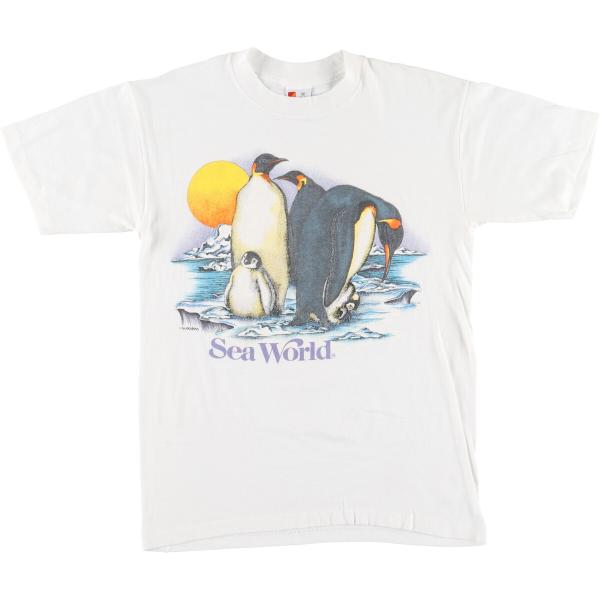 古着 90年代 SIGNAL ペンギン柄 アニマルTシャツ USA製 メンズM 