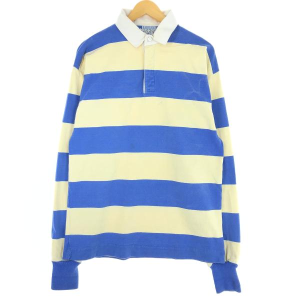 古着 ランズエンド LAND'S END ボーダー柄 長袖 ラガーシャツ