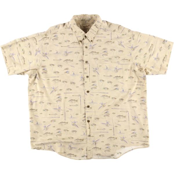 WOOLRICH 古着 00年代 ウールリッチ 魚柄 半袖 ボタンダウン