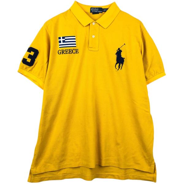 古着 ラルフローレン Ralph Lauren POLO by CUSTOM FIT 国旗柄 ビッグ