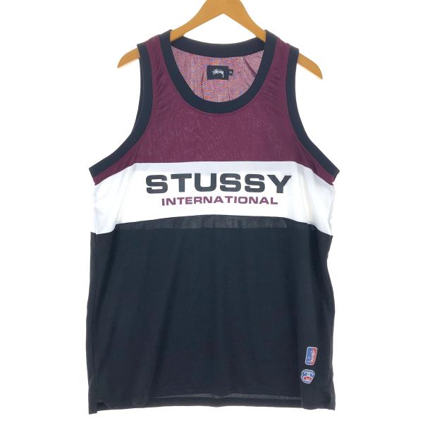 未使用並　ステューシー　メッシュ　タンクトップ　ゲームシャツ　デカロゴ　XL STUSSY 古着 ステューシー メッシュタンクトップ ゲームシャツ