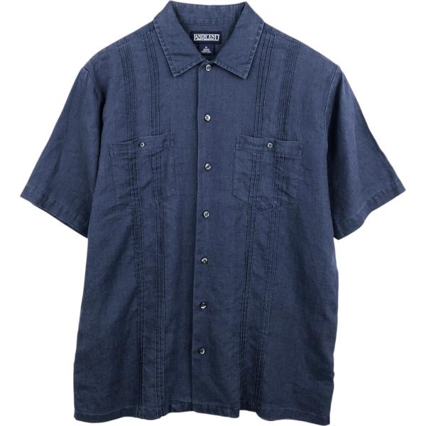 古着 ランズエンド LANDS' END 半袖 メキシカンシャツ キューバシャツ