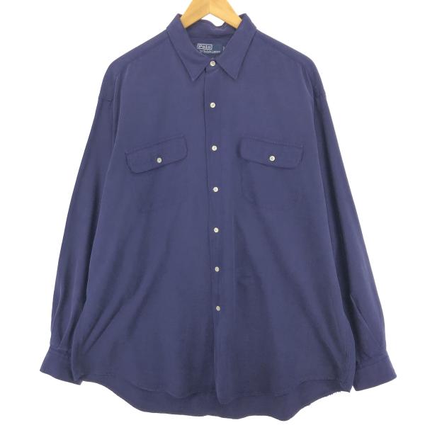 Ralph lauren シャツ　コットンシルク　無地　XL BENFORD 90's Polo by Ralph Lauren 