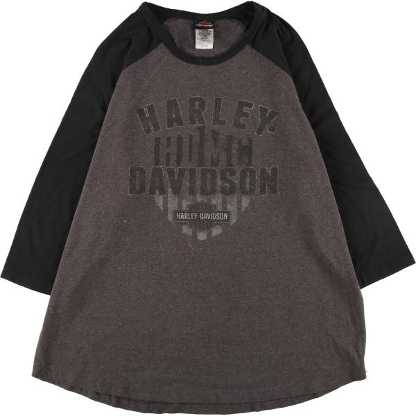 古着 ハーレーダビッドソン Harley-Davidson 七分袖 ラグラン