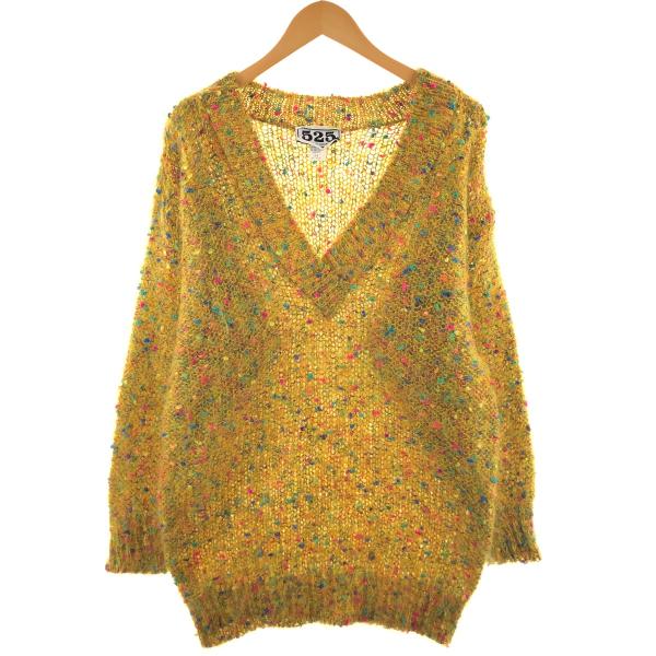 アメリカヴィンテージ モヘアニットセーター 古着 80年代 525 カラーネップ Vネック モヘアニットセーター USA製