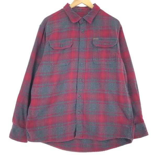 ORVIS オービス　長袖ヘビーフランネルチェックシャツ　カーキ　L古着. 古着 オービス ORVIS 長袖 フランネルチェックシャツ メンズM