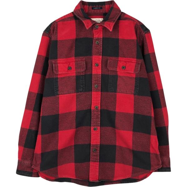 古着 セントジョンズベイ ST.JOHN'S BAY CLASSIC FIT バッファローチェック 長袖 フランネルチェックシャツ メンズL相当 /eaa495480