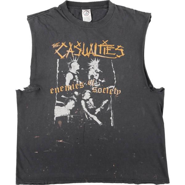 古着 00年代 デルタ DELTA The Casualties カジュアリティーズ カットオフ バンドTシャツ バンT メンズL相当 /eaa495917