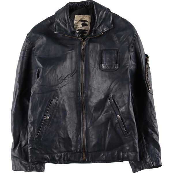 【極希少】 60s 70s フランス軍 パイロットジャケット Ailee ジップ 70's】French Air Force Pilot Leather Jacket With Chin Strap