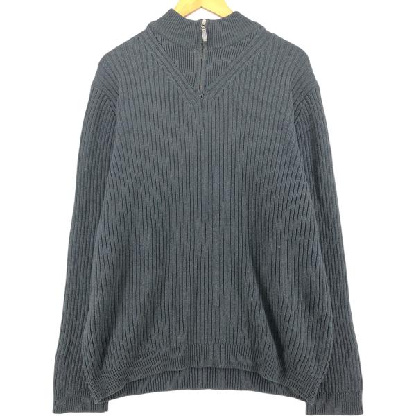 古着 エディーバウアー Eddie Bauer ライン入り コットンニットハーフ