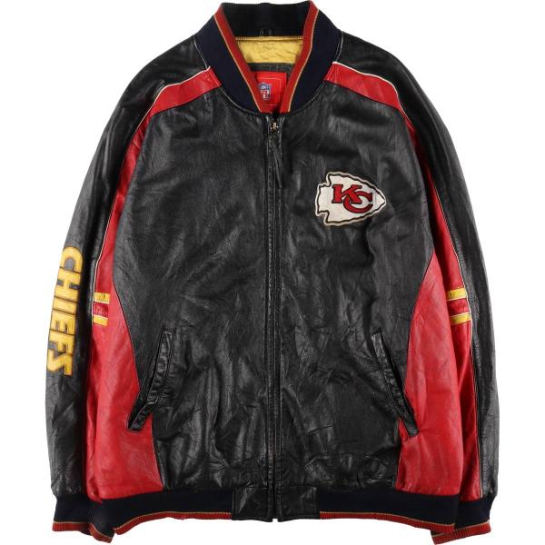 NFL スタジャンオールレザー カンザスシティチーフス 古着 NFL KANSAS CITY CHIEFS カンザスシティチーフス オール