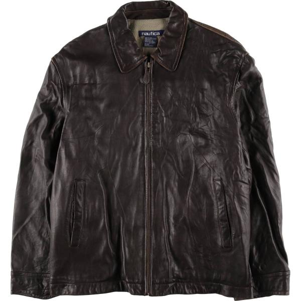 NAUTICA 古着 90年代 ノーティカ レザーブルゾンタイプ メンズL相当  