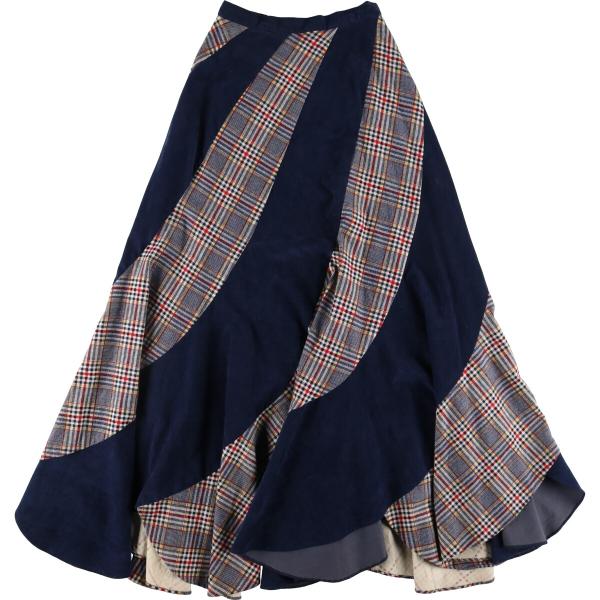 古着 80年代~ THE COMPANY チェック柄 マキシ丈 フレアスカート  