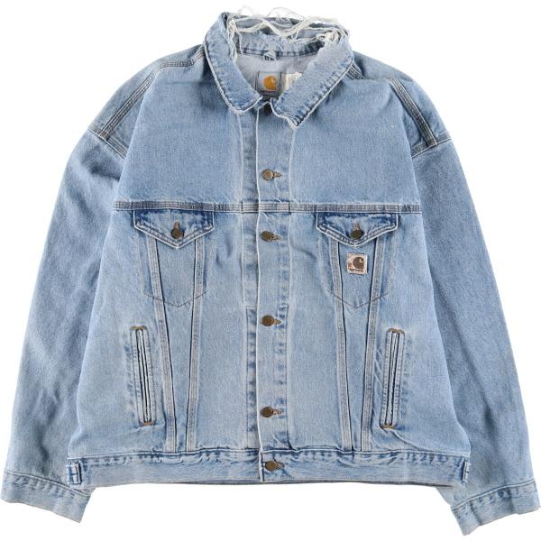 90s USA製　Carhartt デニムジャケット USA製 90s Carhartt Zip Up Denim Varsity Jacket 青 M