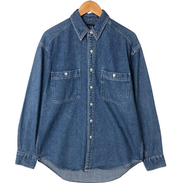 希少　OLD GAP DENIM チンストラップデニムシャツ　実寸 L〜XL 希少 OLD GAP DENIM チンストラップデニムシャツ 実寸 L〜XL 90s