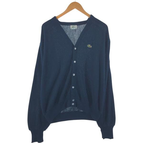 IZOD Lacoste 60s USA製アクリルニットカーディガン 80's~ LACOSTE アクリルニットカーディガン ターコイズブルー